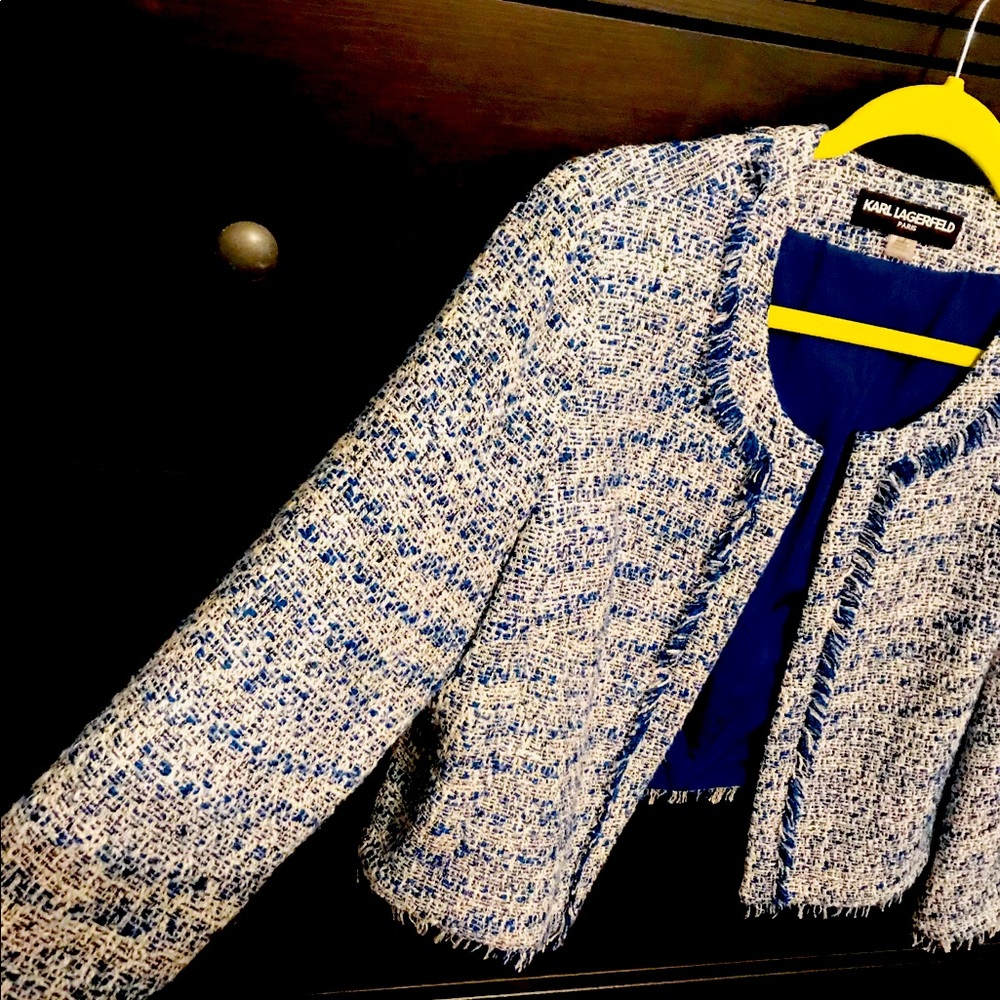 Karl Lagerfeld Cropped Tweed Jacket